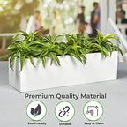 Modern Rectangle Balcony Window Glossy White Planter Box Elegant Rectangular 4" H x 6" W x 28" L Flower Pot - Image 4