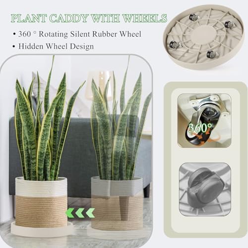 2 Pack Plant Caddy with Wheels,14" Rolling Plant Stand 165 LBS Heavy Duty with Hidden 360 ° Rotating Silent Wheel Wheels for Outdoor Indoor Large Plant Pots, Flower Pot, Patio - Image 2