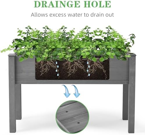 Raised Garden Bed with Legs (48x24x30''), Solid Wood Elevated Planter Box for Outdoor - Image 6