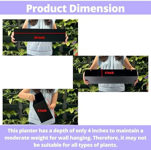 LaLaGreen Outdoor Wall Planters (30 Inch, 2 Pack) Carbon Steel Black Metal Hanging Flower Pots for Succulents, Wall Mount Rectangular Long Window Sill Box Fence Floating Shelf for Modern Garden Decor - Image 5