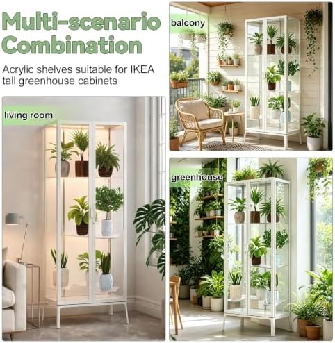 3 Pcs Clear Acrylic Plant Corner Shelves, 8mm Thick Load Bearing Acrylic Shelves Fit Milsbo Tall Greenhouse Cabinet, Ventilated Replacement Display Trays for Potted Seedlings A - Image 6
