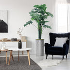 Artificial Tree in Black and White Geometric Planter, Fake Philodendron Tree Silk Tree for Indoor and Outdoor Home Decoration - 70" Overall Tall (Plant Pot Plus Tree) by SIGNWIN