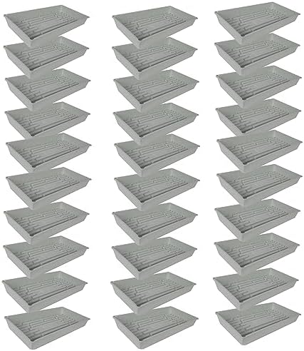 SUNPACK 10" x 20" Mega Plastic Seed Starting Tray, White, 2.5" (Pack of 30) - No Drainage Holes, Ideal for Greenhouses or Indoor Gardening - Made of Thick, Strong Plastic by SUNPACK