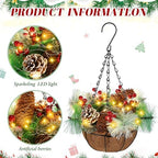 2 Pack Pre Lit Christmas Hanging Baskets with LED Lights Porch - Image 4