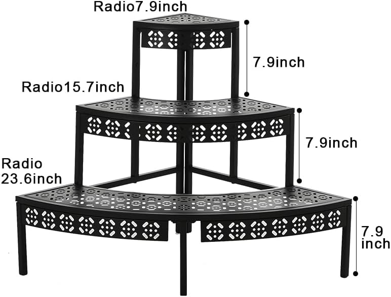 3 Tier Metal Plant Stand,Rectangle or Round Decorative Flower Step,Garden Shelf Flower Pot Holder Storage Organizer Rack for Indoor Outdoor Use - Image 5