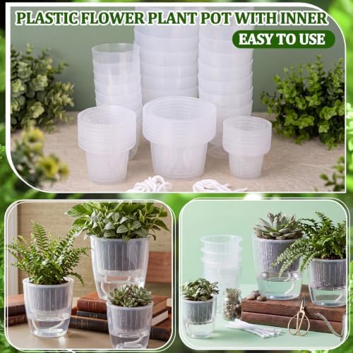 Self Watering Plant Pots, 5.1''/6.6''/7.2'', Transparent, 18 Pcs - Image 5