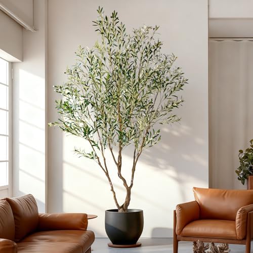 7ft Faux Olive Tree with Pot & Moss Artificial Olive Plant Fake Olive Tree for Home Decor, Large Indoor Artificial Trees Faux Plants Indoor Durable Artificial Trees for Living Room/Office - Image 2