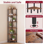 6 Tier Corner Shelf, 66.5'' Tall Standing Shelf, Narrow Display Shelf Stand - Image 5