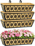 24 Inch Window Boxes Planters Railing Planter Box - 4 Pack Deck Railing Planter Boxes with Adjustable Brackets Coco Liners Balcony Planters Railing Hanging for Window Flower Boxes Outdoor Garden Decor by EINYEXW