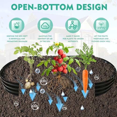 YSEJOMP 12" Tall Oval-Shaped/Elliptic Metal Raised Garden Bed Outdoor Black - Image 7