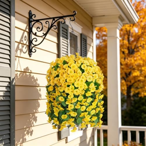 Ammyoo Artificial Faux Hanging Flowers Basket for Fall Outdoor Decor - Image 2
