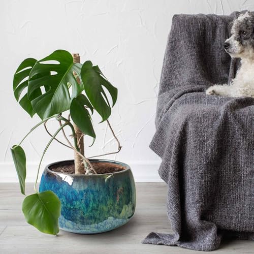 Reactive Glaze Peacock Color 11" Ceramic Plant Pot，Large Flower Pot Planter - Image 7