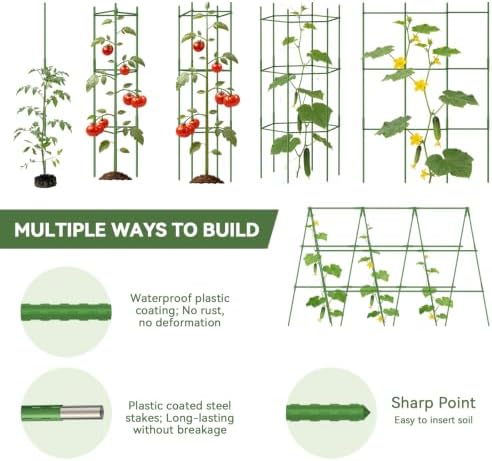 Halatool 6 Pack Tomato Cages for Garden, Up to 63 inch(5.2FT) - Image 3