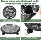 3 Packs 12" Large Metal Plant Caddy with Wheels Heavy-duty Plant Dolly Pot Mover Rollers Rolling Plant Stands Indoor Outdoor Wheeled Plant Holder Coaster Trolley, Black - Image 4