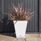 Veradek Nobleton Indoor/Outdoor Wide Square Planter (White, 22 inch - 2 Pack with 2 Saucer Trays) - Image 7