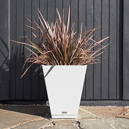 Veradek Nobleton Indoor/Outdoor Wide Square Planter (White, 22 inch - 2 Pack with 2 Saucer Trays) - Image 7
