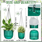 4 Pcs 6.5'' 4.5'' Hanging Self Watering Pot for Indoor Plant, Green - Image 2