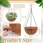 Dandat 12 Pack Metal Hanging Planter Basket, Coconut Coir Liner, 10 Inch - Image 3