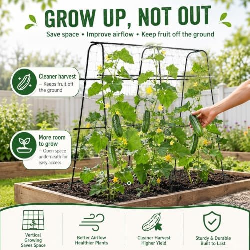 63x63 Cucumber Trellis for Raised Garden Bed, Black - Image 5