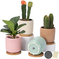 4 Inch Ceramic Multicolor Pots with Saucer and Drainage Hole, 4P by OMAYKEY