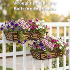 4 Pack 30 Inch Window Boxes Planters with Coco Liner, Large Metal Railing Planter Boxes for Deck, Heavy Duty Hanging Trough for Fence and Front Porch Garden Flower Display - Image 4