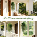 dallisten 4Pcs Fake Hanging Fern Plants for Outdoors, UV Resistant Artificial Ferns Greenery Vines Faux Trailing Plants for Indoor Wall Porch Wedding Boho Home Garden Decor(4PCS DeepGreen Ferns) - Image 2