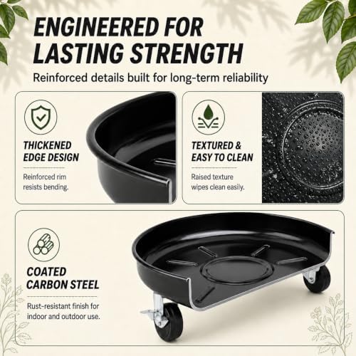 Choclaif 3 Pack Plant Caddy with Wheels, 12/14/16 Inch Heavy Duty Metal Rolling Plant Stands for Large Pots, Indoor & Outdoor, Black - Image 5