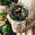 Reto Rustic Ceramic Flower Pots for Garden Plants and Succulents,Distressed Cracked Glazed Planters with Drainage Holes Tuscan Flower Pots for Outdoor,Browns,with Hole by XIUWOUG