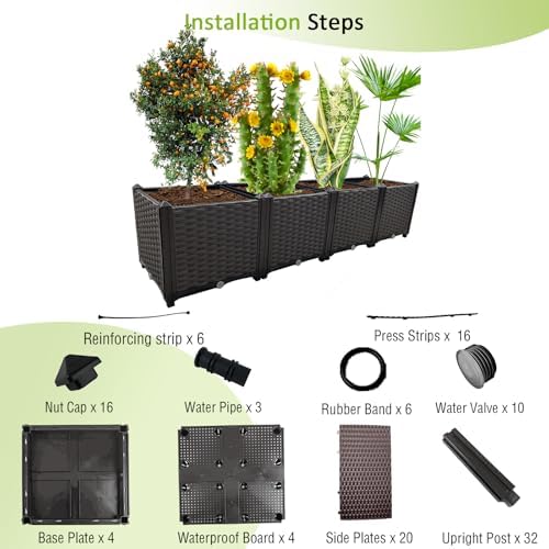 Large Planters for Outdoor Plants Rectangular Raised Garden Bed Elevated Planter Boxes Patio Balcony Deck for Planting Flowers, Vegetables, Tomatoes, and Herbs - Image 6