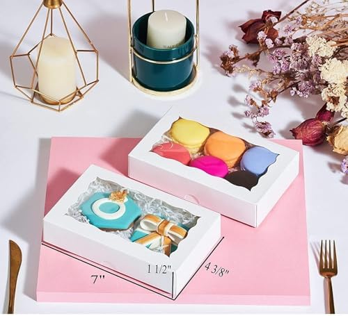 White Rectangular 7"X4.3"X1.5" Dishwasher Safe Clear Window Pastry Boxes - 100 Count for Cookies, Macarons, Donuts, Cakes - Image 2