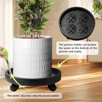 2Pack 15.7'' Large Plant Stand with Wheels, Black - Image 4