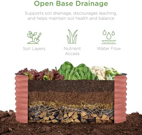 Best Choice Products 4x2x2ft Outdoor Metal Raised Garden Bed, Oval Deep Root Planter Box for Vegetables, Flowers, Herbs, and Succulents w/ 101 Gallon Capacity, Rubber Edge Guard - Terracotta - Image 3