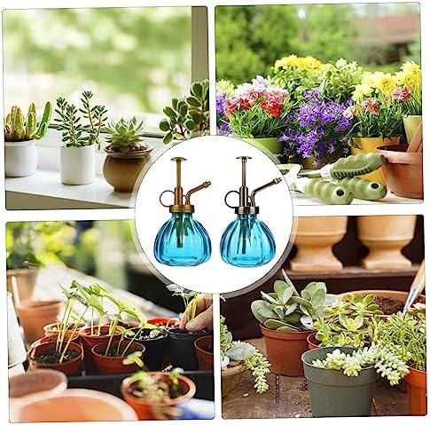 2pcs Vintage Glass Watering Can Spray Bottle Retro Design for Indoor Plants Succulents and Flowers for Misting Leaves and Cleaning Gold and Bronze Nozzles Included - Image 4