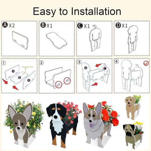 Animal PVC Flower Pot, Golden Retriever Shaped Succulent Planter Flower Holder for Garden Patio Balcony Window Sill, for Birthday Pet Lovers, 43x27cm(17x11in) - Image 6