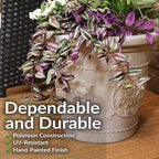 Sunnydaze Arabella 19.5'' Plastic Planter Pot for Plants, Beige - Image 2