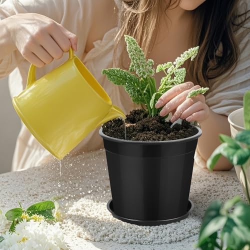 FUIJOL 7 Gallon Plastic Pots with Drip Trays, Sturdy Gallon Plant Pots with Drainage Holes, Large Gallon Pots for Flowers, Ideal for Indoor and Outdoor Use (7Gallon-4PACK) - Image 6