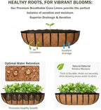 16“ Window Box Railing Planter with Coco Liner Metal Wall-Mounted Coconut Liner Basket English Horse Trough Planter for Outdoor Deck Balcony Porch Fence Patio Black (4 Pack) - Image 6
