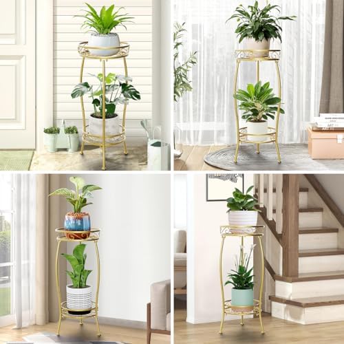 H HOMEXIN Plant Stand Indoor- 2 Tier Metal Tall Plant Stand 26.5" Flower Stand Holder Heavy Duty Rustproof Plant Shelf Rack for Corner Garden Patio Lawn Balcony office Outdoor - Image 6