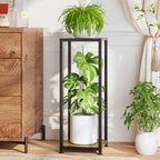 LASZOLA 2 Tier Plant Stand Tall for Indoor Corner, 30 Inch Wood Brown by LASZOLA