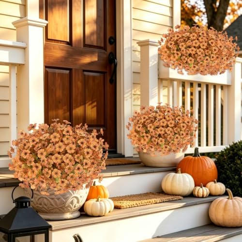 Artificial Fall Flowers for Outdoors, 24 PCS UV Resistant Faux Daisy Mums - Image 2