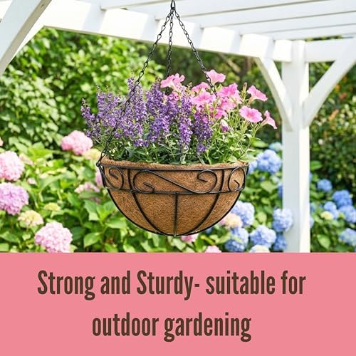 LaLaGreen Hanging Planter for Outdoor Plants (20 in, 2 Pack) Black Pots - Image 3