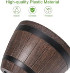 VECELO Plant Pots with Drainage Holes & Saucer, 13 Inch Flower Pots with Tray, 3 Pack Plastic Whiskey Barrel Planters for Indoor & Outdoor Garden Home Plants and Flowers - Image 4