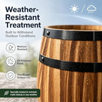 Sunmuliiiy2Pcs Wood Wine Barrel Vase 8" x 6.5" Rustic Wooden Flower Vase Rustic Barrel Barrel Planter for Wedding Reception Table Decoration Home Indoor Outdoor Garden, Kitchen, Party Table Decoration - Image 4