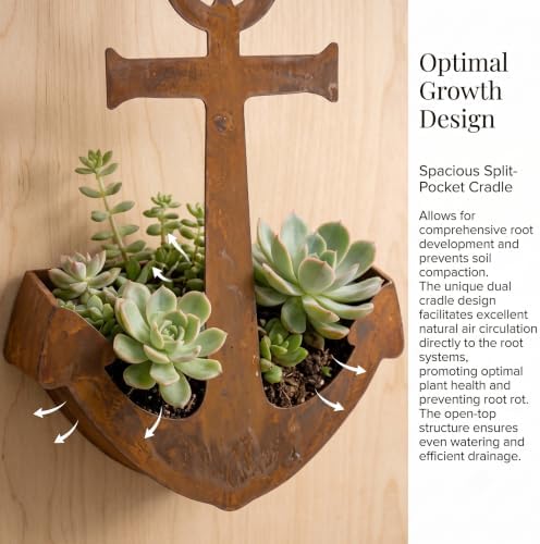 Rustic Anchor Hanging Planter, Nautical Wall Plant Holder - Image 7