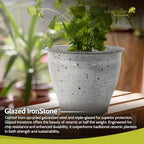 Headwind Riverside Collection – 14" Dalmation Glazed Decorative Plant Pots Indoor with Drainage & Outdoor - Modern Flower Pot Weather-Resistant Lightweight Planter by Robert Allen - Image 4