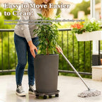 Circloophs 7 Packs Plastic Rolling Plant Caddy with Casters Heavy Duty 12 inches Plant Dolly with Wheels for Moving Heavy Plant Pot Saucers Inddor and Outdoor, Coffee Brown - Image 5