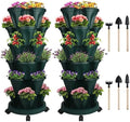 GameXcel Vertical Planter Tower - 6 Tier Stackable Garden Planters with Wheels and Tools Plant Pots for Strawberry Herb Flower and Vegetable Indoor Outdoor Use Green 2 Pack by GameXcel