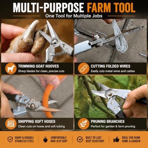 Goat Hoof Trimmers and Farrier Shears – Versatile Hoof, Wire, and Pipe Cutting Tool for Livestock – Silver (2pack) - Image 4