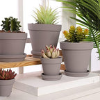 Yishang Large Terra Cotta Pots with Saucer- 6 Pack Large 6'' Terra Cotta Plant Pot with Drainage Hole, Flower Pot with Tray, Terracotta Pot for Indoor Outdoor Plant(Grey) - Image 5