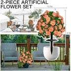 Artificial Bushes for Outdoors,Fake Topiary Tree Outdoor Set of 2 Tangerine - Image 2